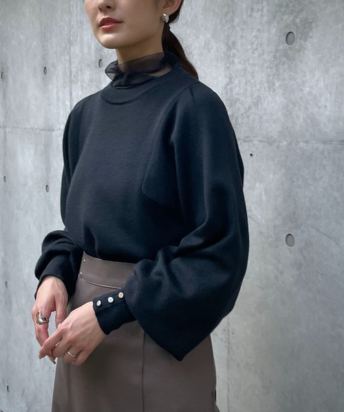 &g'aime(アンジェム)の「【&g'aime】ボリュームスリーブニット(ニット/セーター・レディース・ブラック/ベージュ/カーキ/キャメル・FREE)」の9枚目の写真