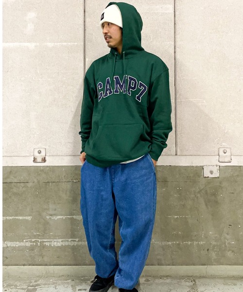 CAMP7(キャンプセブン)の「【CAMP7】カレッジ刺繍スウェットパーカー(パーカー・メンズ・ブラック/オフホワイト/グリーン・S/M/L/XL)」の15枚目の写真