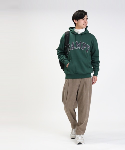 CAMP7(キャンプセブン)の「【CAMP7】カレッジ刺繍スウェットパーカー(パーカー・メンズ・ブラック/オフホワイト/グリーン・S/M/L/XL)」の11枚目の写真