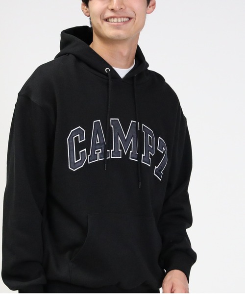 CAMP7(キャンプセブン)の「【CAMP7】カレッジ刺繍スウェットパーカー(パーカー・メンズ・ブラック/オフホワイト/グリーン・S/M/L/XL)」の10枚目の写真
