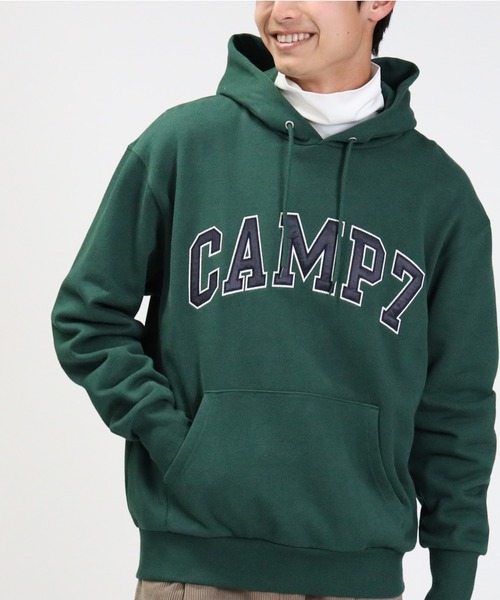 CAMP7(キャンプセブン)の「【CAMP7】カレッジ刺繍スウェットパーカー(パーカー・メンズ・ブラック/オフホワイト/グリーン・S/M/L/XL)」の13枚目の写真