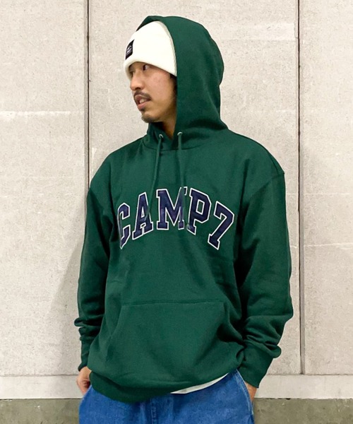 CAMP7(キャンプセブン)の「【CAMP7】カレッジ刺繍スウェットパーカー(パーカー・メンズ・ブラック/オフホワイト/グリーン・S/M/L/XL)」の14枚目の写真