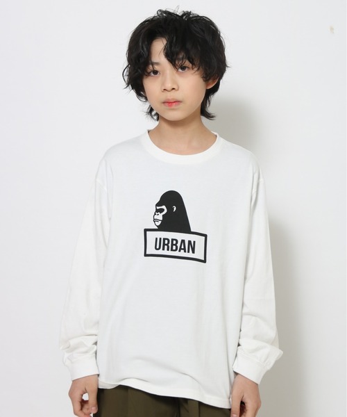 jeans-b（ジーンズベー）の「Jeans-b/ジーンズベー GORILLA ビッグロングTシャツ(袖口リブ）（Tシャツ/カットソー・キッズ・オフホワイト/ブラウン/チャコールグレー・160cm/130cm/140cm/150cm）」の2枚目の写真