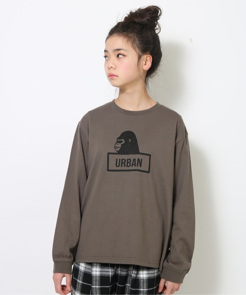 jeans-b（ジーンズベー）の「Jeans-b/ジーンズベー GORILLA ビッグロングTシャツ(袖口リブ）（Tシャツ/カットソー・キッズ・オフホワイト/ブラウン/チャコールグレー・160cm/130cm/140cm/150cm）」の3枚目の写真