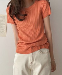 リブ半袖トップス