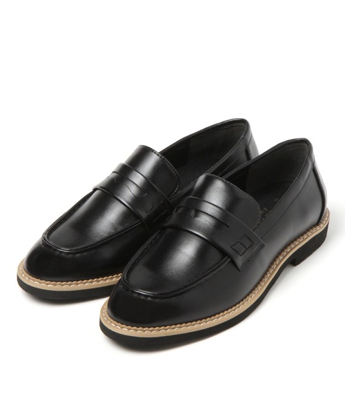 studio CLIP（スタディオクリップ）の「軽いコインローファー（ローファー・レディース・ブラック/オフホワイト・MEDIUM/LARGE）」の2枚目の写真