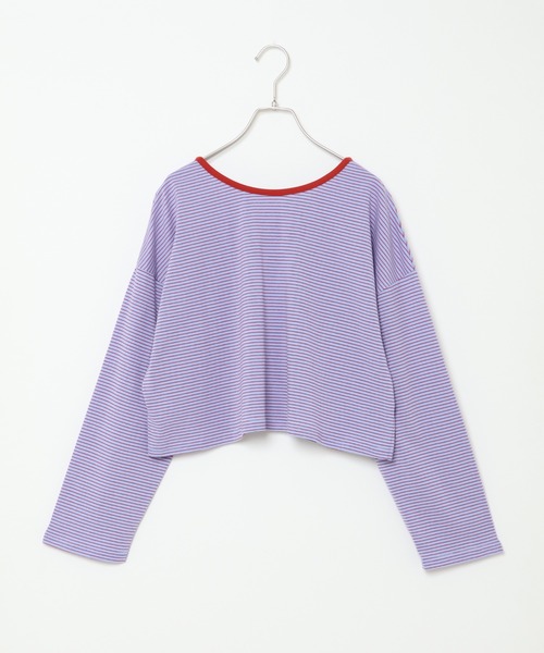 notch.（ノッチ）の「細ボーダー2WAYショートカーデ（カーディガン/ボレロ・レディース・スカイブルー/ブルー/ベージュ/ミント・M）」の13枚目の写真