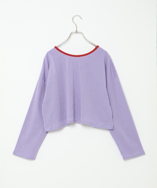 notch.（ノッチ）の「細ボーダー2WAYショートカーデ（カーディガン/ボレロ・レディース・スカイブルー/ブルー/ベージュ/ミント・M）」の18枚目の写真