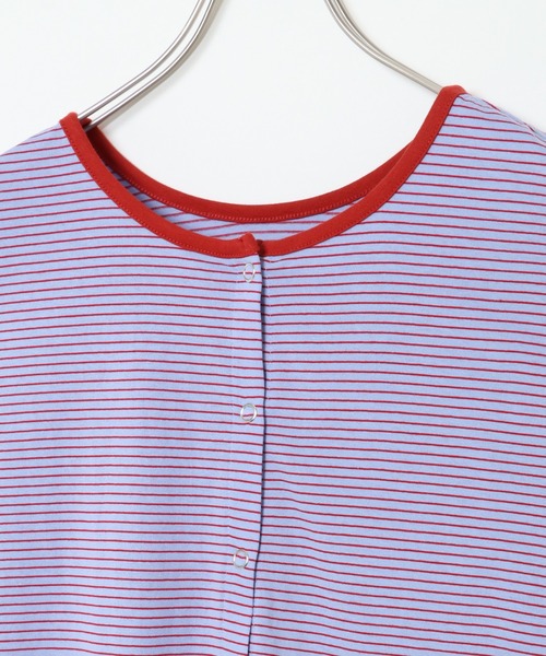 notch.（ノッチ）の「細ボーダー2WAYショートカーデ（カーディガン/ボレロ・レディース・スカイブルー/ブルー/ベージュ/ミント・M）」の15枚目の写真