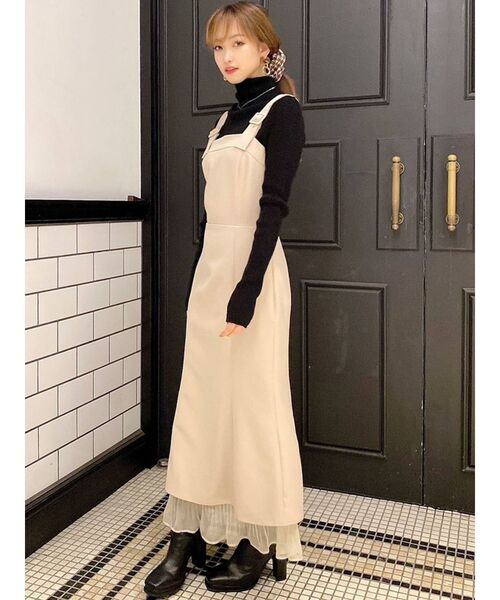 RESEXXY（リゼクシー）の「シアーヘムロングジャンスカ（ジャンパースカート・レディース・モカ/ブラック/ワイン/ベージュ・FREE）」の9枚目の写真