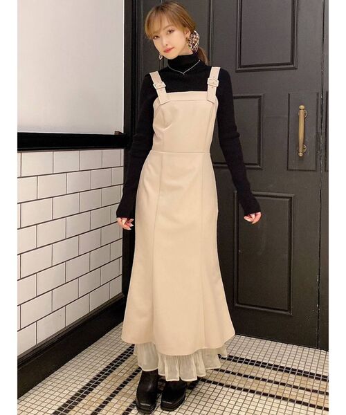 RESEXXY（リゼクシー）の「シアーヘムロングジャンスカ（ジャンパースカート・レディース・モカ/ブラック/ワイン/ベージュ・FREE）」の11枚目の写真