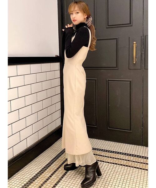 RESEXXY（リゼクシー）の「シアーヘムロングジャンスカ（ジャンパースカート・レディース・モカ/ブラック/ワイン/ベージュ・FREE）」の12枚目の写真