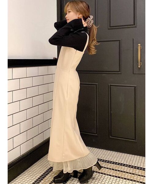 RESEXXY（リゼクシー）の「シアーヘムロングジャンスカ（ジャンパースカート・レディース・モカ/ブラック/ワイン/ベージュ・FREE）」の13枚目の写真