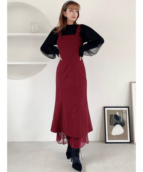 RESEXXY（リゼクシー）の「シアーヘムロングジャンスカ（ジャンパースカート・レディース・モカ/ブラック/ワイン/ベージュ・FREE）」の17枚目の写真