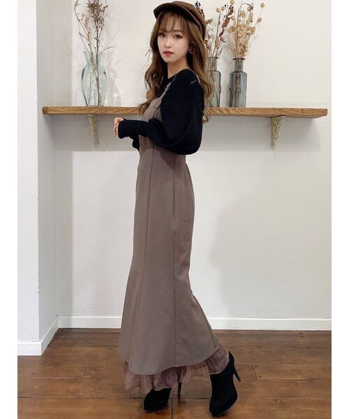 RESEXXY（リゼクシー）の「シアーヘムロングジャンスカ（ジャンパースカート・レディース・モカ/ブラック/ワイン/ベージュ・FREE）」の20枚目の写真