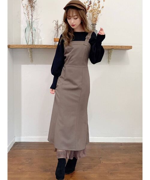 RESEXXY（リゼクシー）の「シアーヘムロングジャンスカ（ジャンパースカート・レディース・モカ/ブラック/ワイン/ベージュ・FREE）」の22枚目の写真