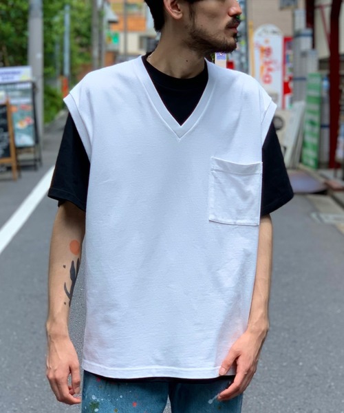 CLAMP(クランプ)の「CLAMP/クランプ/sleeve less cut sew (crew)/スリーブレスカットソー(Tシャツ/カットソー・メンズ・ホワイト/ブラック・1/2)」の8枚目の写真