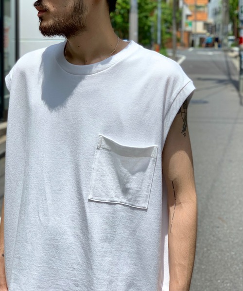 CLAMP(クランプ)の「CLAMP/クランプ/sleeve less cut sew (crew)/スリーブレスカットソー(Tシャツ/カットソー・メンズ・ホワイト/ブラック・1/2)」の3枚目の写真