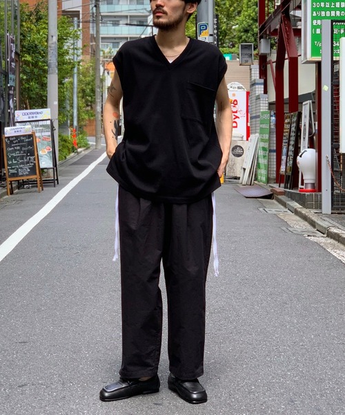 CLAMP(クランプ)の「CLAMP/クランプ/sleeve less cut sew (crew)/スリーブレスカットソー(Tシャツ/カットソー・メンズ・ホワイト/ブラック・1/2)」の4枚目の写真