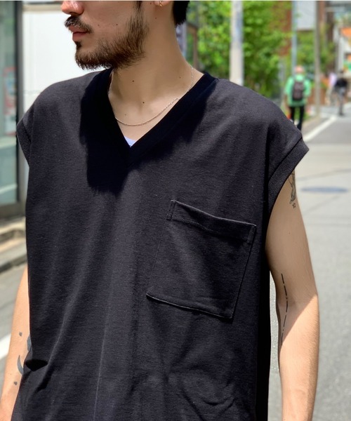 CLAMP(クランプ)の「CLAMP/クランプ/sleeve less cut sew (crew)/スリーブレスカットソー(Tシャツ/カットソー・メンズ・ホワイト/ブラック・1/2)」の6枚目の写真