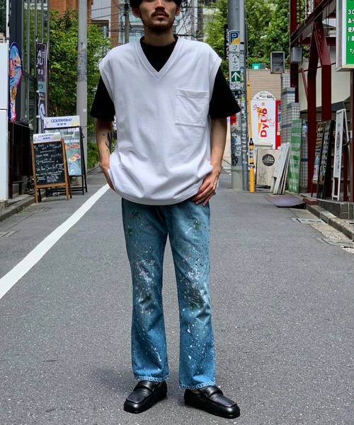 CLAMP(クランプ)の「CLAMP/クランプ/sleeve less cut sew (crew)/スリーブレスカットソー(Tシャツ/カットソー・メンズ・ホワイト/ブラック・1/2)」の5枚目の写真