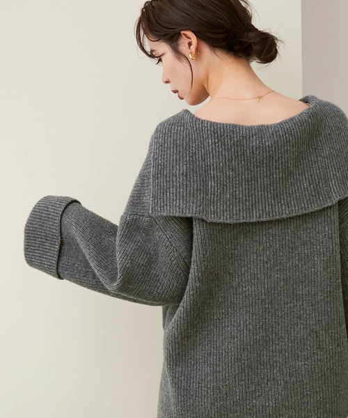 ROPE'（ロペ）の「エアーウールセーラーニットプルオーバー（ニット/セーター・レディース・キナリ/チャコールグレー・38）」の9枚目の写真