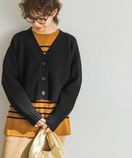 URBAN RESEARCH（アーバンリサーチ）の「ライトニットショート丈カーディガン（カーディガン/ボレロ・レディース・ホワイト系その他/ブラック/パープル系その他・FREE）」の3枚目の写真