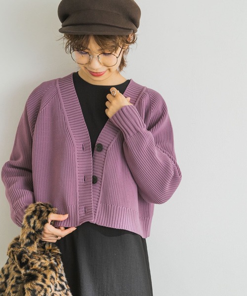 URBAN RESEARCH（アーバンリサーチ）の「ライトニットショート丈カーディガン（カーディガン/ボレロ・レディース・ホワイト系その他/ブラック/パープル系その他・FREE）」の13枚目の写真