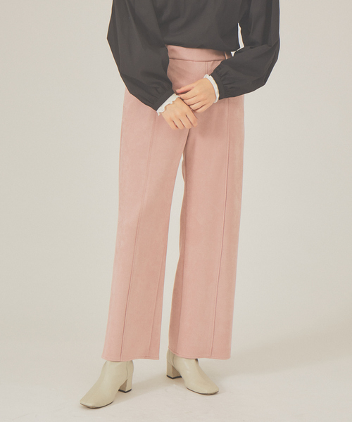 abahouse mavie（アバハウスマヴィ）の「スウェードストレートパンツ（その他パンツ・レディース・アイボリー/スモークピンク/チャコールグレー/グレー/グリーン・36/38）」の5枚目の写真