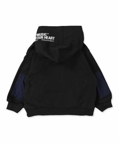 GROOVY COLORS（グルービーカラーズ）の「天竺 ツートーン BAT WING パーカー（パーカー・キッズ・ブラック/アイボリー・100/110/120）」の9枚目の写真