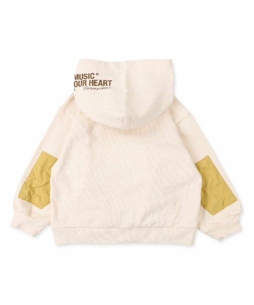 GROOVY COLORS（グルービーカラーズ）の「天竺 ツートーン BAT WING パーカー（パーカー・キッズ・ブラック/アイボリー・100/110/120）」の10枚目の写真