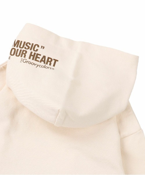 GROOVY COLORS（グルービーカラーズ）の「天竺 ツートーン BAT WING パーカー（パーカー・キッズ・ブラック/アイボリー・100/110/120）」の4枚目の写真