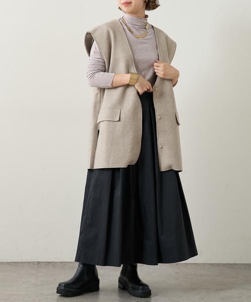 Omekashi（オメカシ）の「シアー天竺ハイネックTシャツ（Tシャツ/カットソー・レディース・オフホワイト/ベージュ/ブラック・FREE）」の5枚目の写真