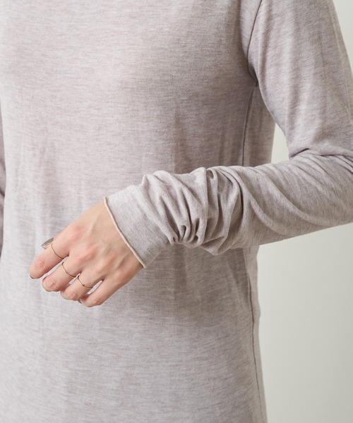 Omekashi（オメカシ）の「シアー天竺ハイネックTシャツ（Tシャツ/カットソー・レディース・オフホワイト/ベージュ/ブラック・FREE）」の8枚目の写真