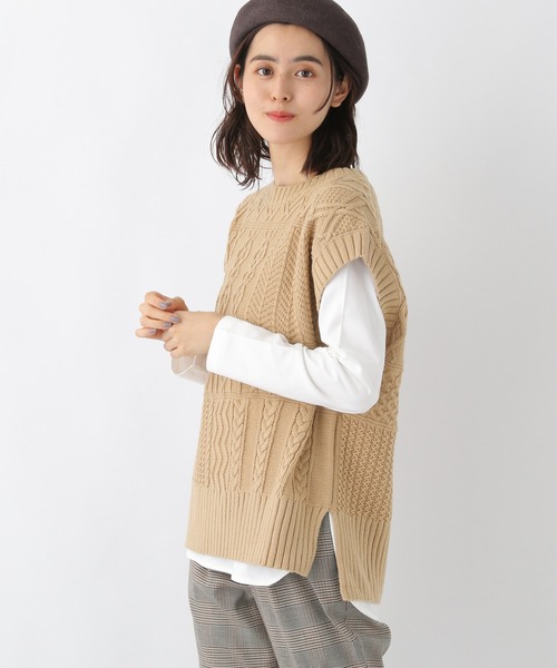 LEPSIM（レプシィム）の「5ゲージケーブルベスト　219651（ベスト・レディース・ブラック/ベージュ/アイボリー・FREE）」の3枚目の写真