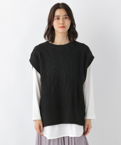 LEPSIM（レプシィム）の「5ゲージケーブルベスト　219651（ベスト・レディース・ブラック/ベージュ/アイボリー・FREE）」の9枚目の写真