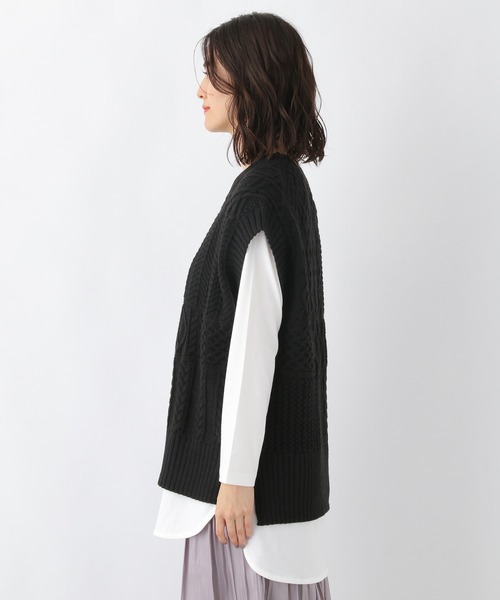 LEPSIM（レプシィム）の「5ゲージケーブルベスト　219651（ベスト・レディース・ブラック/ベージュ/アイボリー・FREE）」の11枚目の写真