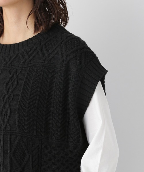 LEPSIM（レプシィム）の「5ゲージケーブルベスト　219651（ベスト・レディース・ブラック/ベージュ/アイボリー・FREE）」の8枚目の写真