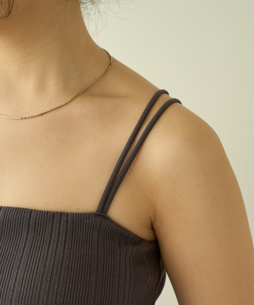 natural couture（ナチュラルクチュール）の「【大人ナチュ】カップ付きランダムテレコキャミソール（キャミソール・レディース・アイボリー/スミクロ/ベージュ・FREE）」の5枚目の写真