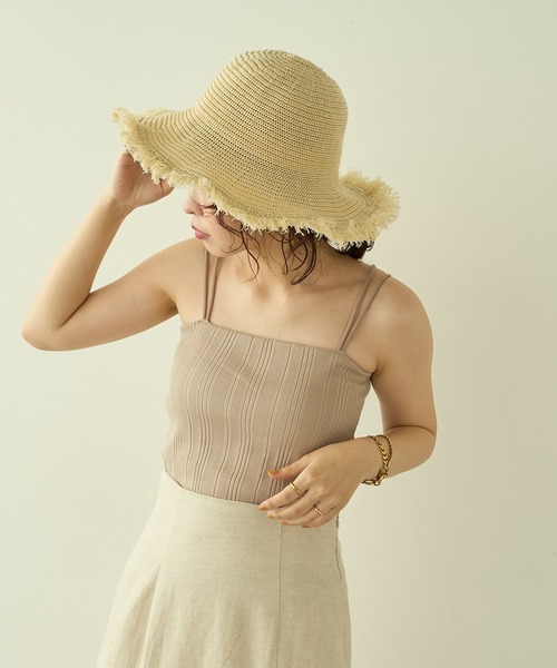 natural couture（ナチュラルクチュール）の「【大人ナチュ】カップ付きランダムテレコキャミソール（キャミソール・レディース・アイボリー/スミクロ/ベージュ・FREE）」の16枚目の写真