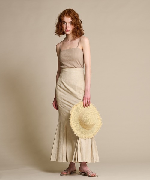 natural couture（ナチュラルクチュール）の「【大人ナチュ】カップ付きランダムテレコキャミソール（キャミソール・レディース・アイボリー/スミクロ/ベージュ・FREE）」の7枚目の写真