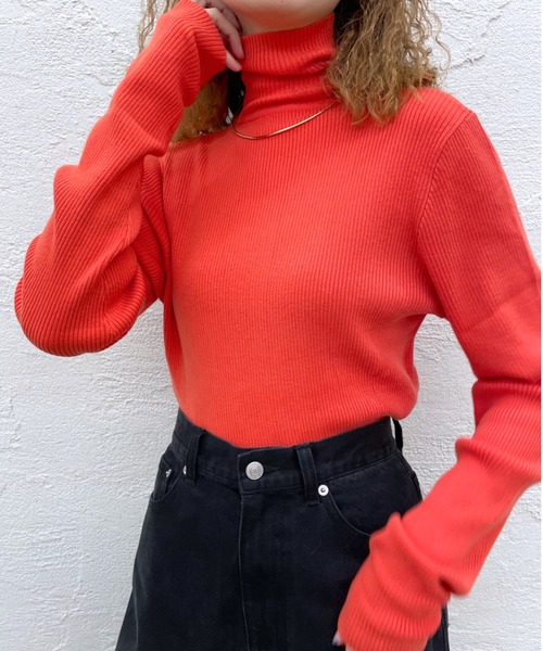 mystic（ミスティック）の「タートルリブニット（Tシャツ/カットソー・レディース・ブラック/ベージュ/オフホワイト/ライム/オレンジ/イエロー・FREE）」の11枚目の写真