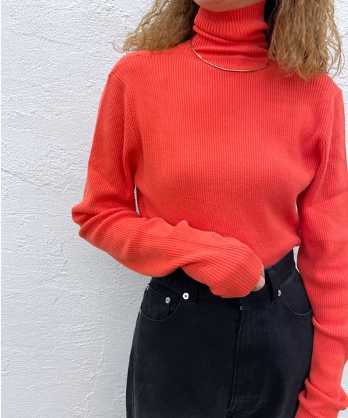 mystic（ミスティック）の「タートルリブニット（Tシャツ/カットソー・レディース・ブラック/ベージュ/オフホワイト/ライム/オレンジ/イエロー・FREE）」の12枚目の写真