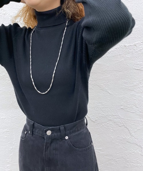 mystic（ミスティック）の「タートルリブニット（Tシャツ/カットソー・レディース・ブラック/ベージュ/オフホワイト/ライム/オレンジ/イエロー・FREE）」の14枚目の写真