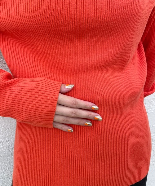 mystic（ミスティック）の「タートルリブニット（Tシャツ/カットソー・レディース・ブラック/ベージュ/オフホワイト/ライム/オレンジ/イエロー・FREE）」の20枚目の写真