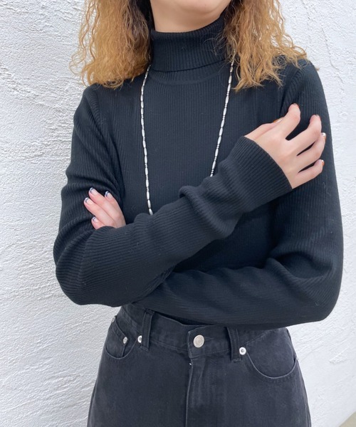 mystic（ミスティック）の「タートルリブニット（Tシャツ/カットソー・レディース・ブラック/ベージュ/オフホワイト/ライム/オレンジ/イエロー・FREE）」の15枚目の写真