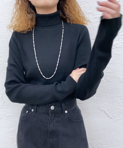 mystic（ミスティック）の「タートルリブニット（Tシャツ/カットソー・レディース・ブラック/ベージュ/オフホワイト/ライム/オレンジ/イエロー・FREE）」の16枚目の写真