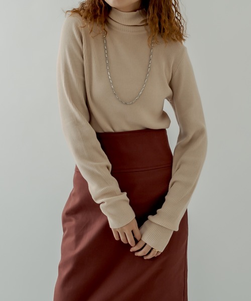 mystic（ミスティック）の「タートルリブニット（Tシャツ/カットソー・レディース・ブラック/ベージュ/オフホワイト/ライム/オレンジ/イエロー・FREE）」の21枚目の写真