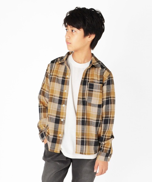 GLAZOS（グラソス）の「ネルチェック・長袖シャツ（シャツ/ブラウス・キッズ・ライトブルー/ベージュ/レッド/ネイビー/グレー・130cm/140cm/150cm/160cm/170cm）」の3枚目の写真