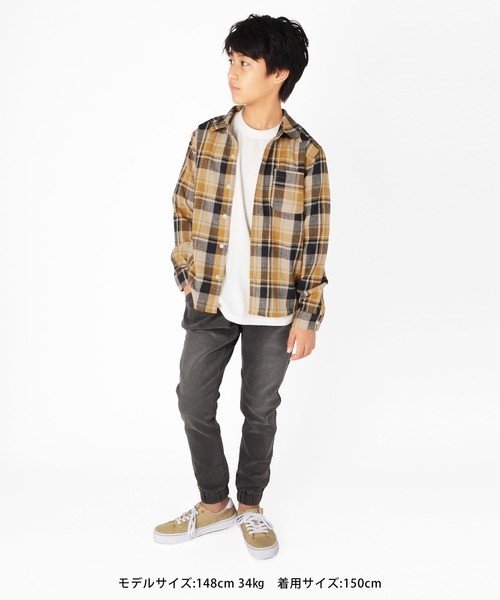 GLAZOS（グラソス）の「ネルチェック・長袖シャツ（シャツ/ブラウス・キッズ・ライトブルー/ベージュ/レッド/ネイビー/グレー・130cm/140cm/150cm/160cm/170cm）」の7枚目の写真